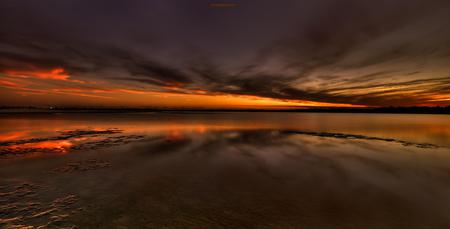 Sunset - clouds, sunset, water, orange, reflection