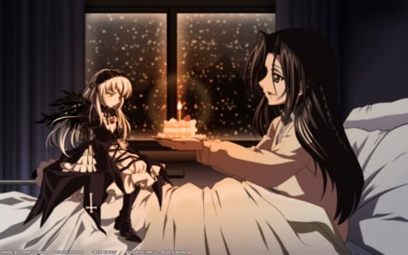 Happy Birthday - witch, bed, girl, snow, anime, birthday