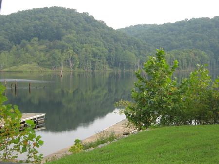 Peaceful Day - mountains, lake, trees, dock