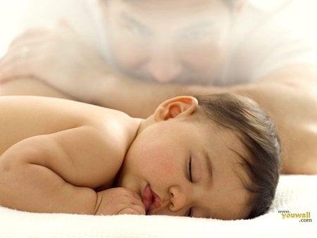 Father caring dreams - love, sleep, father, baby, family, child