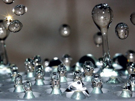 Water Ballet - silver, water, dancing, drops, spheres