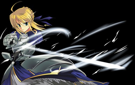 Blade of Light - woman, saber, lady, sexy, girl, warrior, knight, blond, fantasy, armor, fate stay night, beautiful, anime, sword