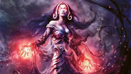 Fire Elemental - witch, women, fire, red