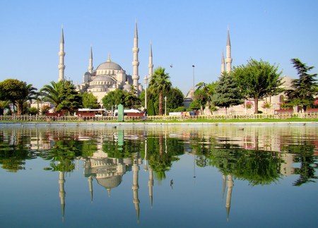 Blue Mosque - blue mosque, istanbul, turkey, sultan ahmet, reflection, religious