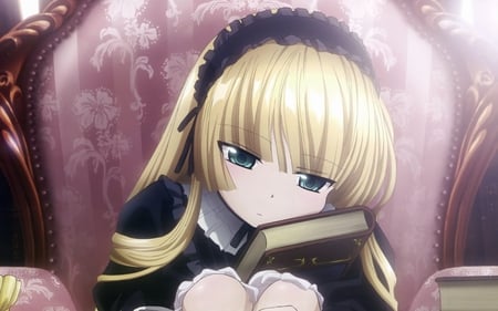 Gosick - chair, girl, anime, books, gosick, cute