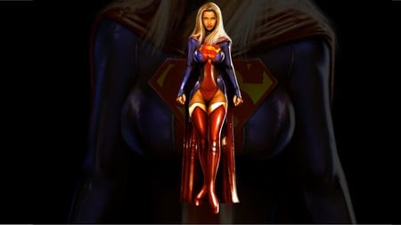 Supergirl on Black - comic, abstract, fantasy, book, character