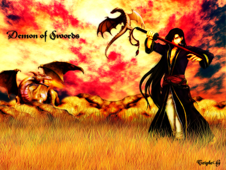 Dragon Breath - wings, anime, dragon, fire, grass