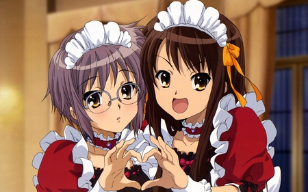 Maids - anime, girl, maid, glasses