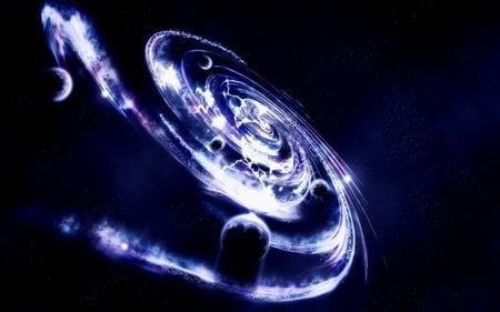 SPACE SWIRL - planets, space, swirl, blue