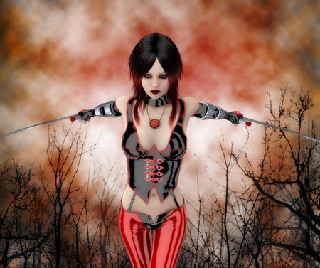 Warrior - fantasy, warrior, 3d, red