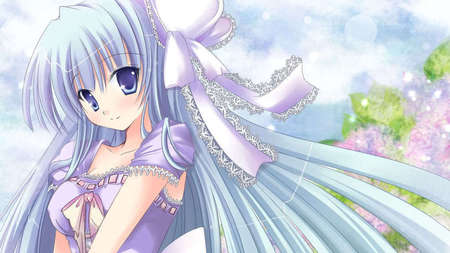 anime girl - dress, girl, white, blue