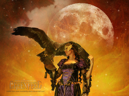 strange_feather - moon, star, eagle, woman