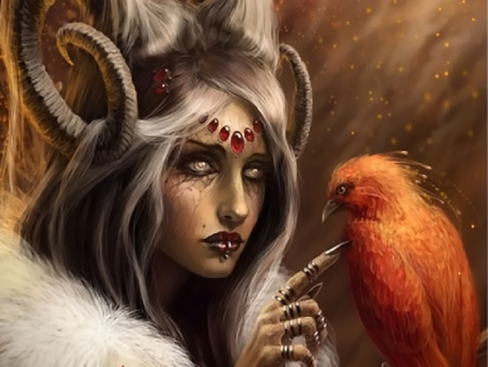 Fantasy - art, fantasy, female, bird