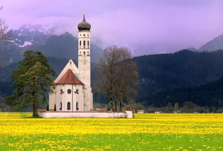 Church in Spring - picture, yellow, church, beautiful, spring