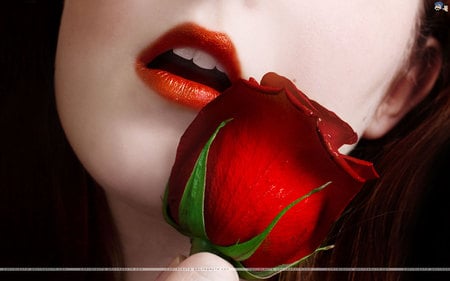 Feel it! - lips, red, girl, rose