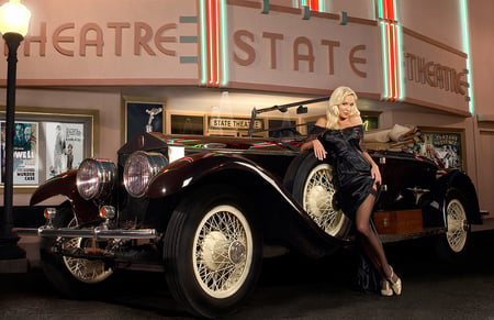 1924 Rolls Royce - royce, rolls, girl, car