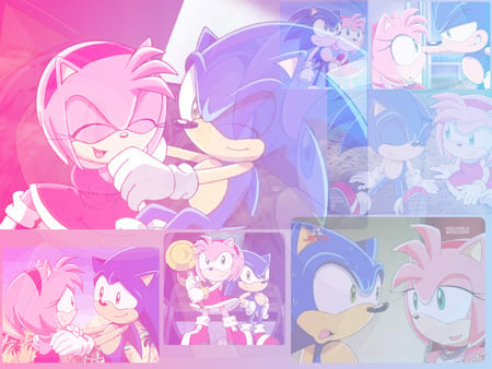 Sonic and Amy - colorful, amy, sonic, sonic x, video games