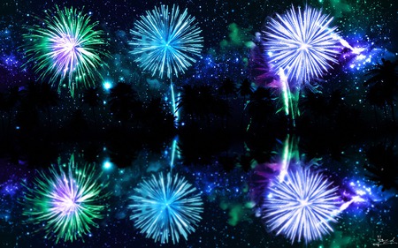 Fireworks - night, sky, stars, fireworks