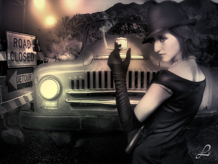 Fantasy - girl, fantasy, car, female