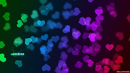 Bits Of Love - colorful, rainbow, cute, colors, love, hearts