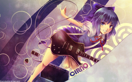 my cute cirno - cute, guitar, prety, fanart