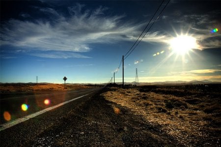 long way home - nature, sky, sun, clouds, road