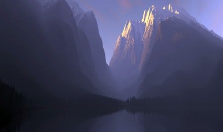 Mountaingates - digital blasphemy, fantasy, mountain, river