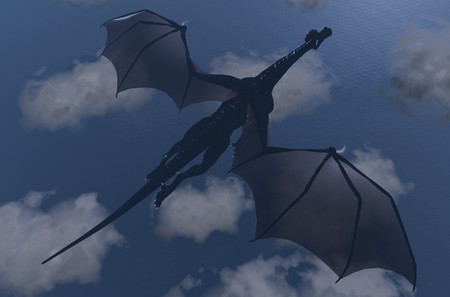 Dragon's flight - dragon, black, fantasy