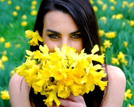 A Bunch of Flowers For You - bunch, abstract, flowers, girl