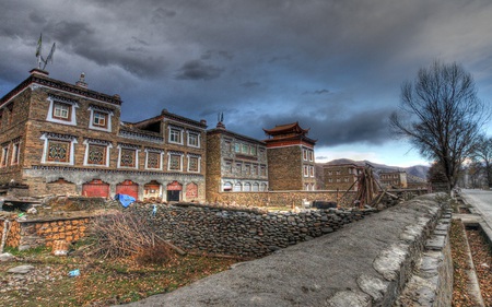 The Tibet House - quaint, beautiful, picturesque, houses, architecture, cloudy