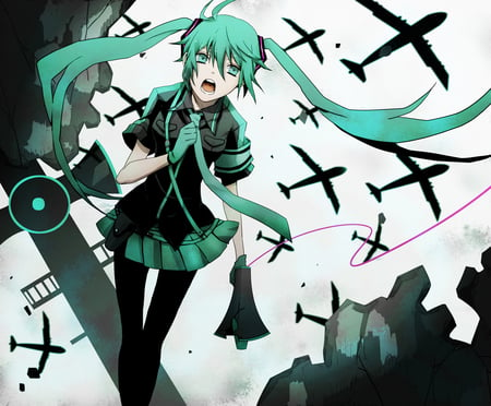 Miku - hatsune, wa senou, vocaloid, anime, miku