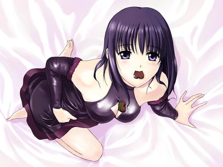 chocolates? - anime, girl, cute, chocolate, purple hair