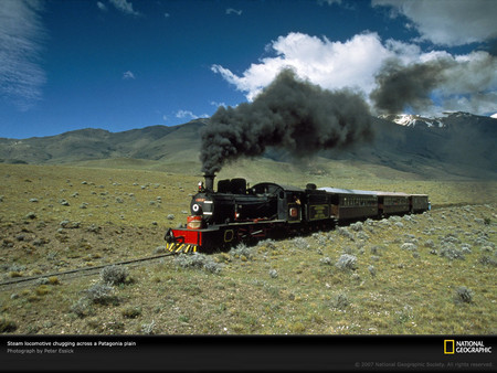 on the open land - hills, openland, ironhorse, old train