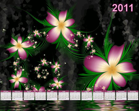 Flower calendar 2011 - abstract, 2011, calendar, flower, fractal