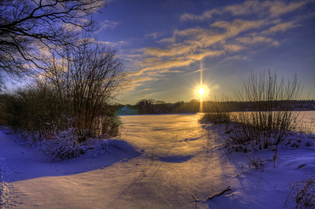 Sunrise - clouds, winter, beautiful, snow, beauty, sunrise, colors, nature, cold, color, sun, sky