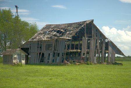 Dilapidated Dreams - dilapidated, fields, farm, barn