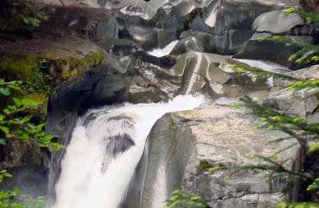 Rocks and Falls - water, tree, summer, waterfall, plants, washington, rocks