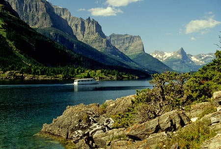 mountains park - nature, hills, trees, water, mountains, grass, boat