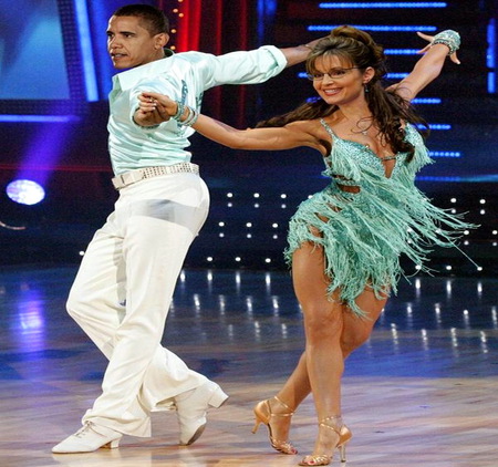 Dancing with WHO ??? - costumes, palin and obama, dancing, spoof