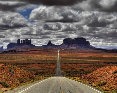 lonesome highway - clouds, highway, nature, desert, road, sky