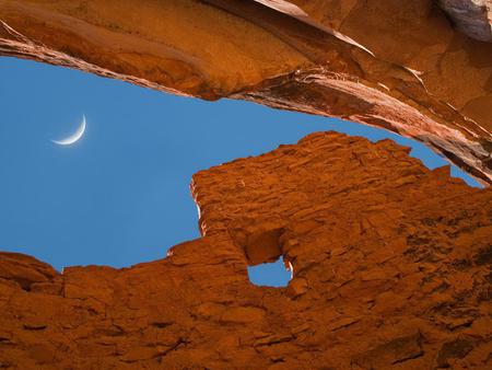 Palatki ruins - photograph, architecture, usa, arizona, palatki, wall, moon, ruins