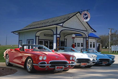 C1 - C5 Conversions & Old Gas Station - cars, corvettes, autos, collage, gas station