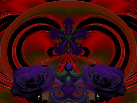 Red and Purple Glows - eye candy, collage, 3d, fractal, abstract