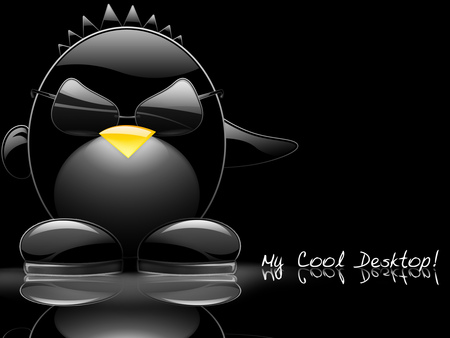 My cool desktop! - cool, penguin, sunglasses, black, desktop