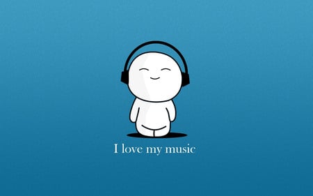 I <3 Music - abstract, music, headphones, blue