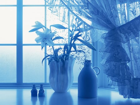 Flowers in the vase by the window - lights and shadows, romantic, photography, window, shadows, atmospheric interiors, interior, flower