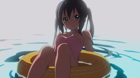 Nakano Azusa - inflatable tube, azusa, nakano azusa, water, swim suite, nakano, pretty, k-on, bikini, cute