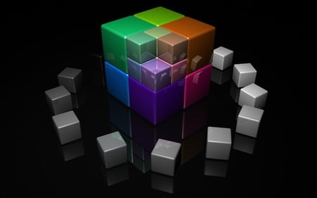 Color Cubes 3D - hd, colour, 3d, 2560x1600, color, digital, cubes, cube