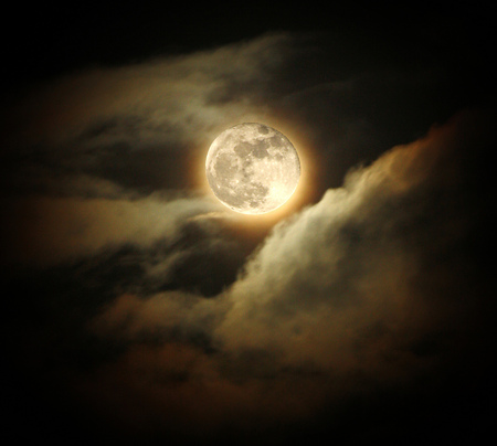 MOON GLO - moon, glow, sky, clouds, night