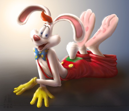 HERES ROGER RABBIT - rabbit, pink, artwork, funny, cartoo, roger, bunny